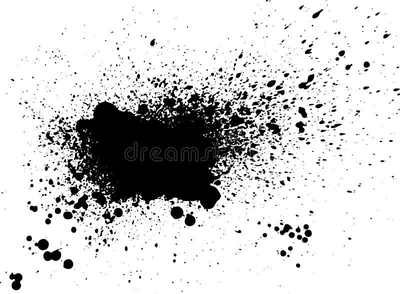 Czarna farba, atramentu pluśnięcie, muśnięcie atramentu kropelki, zaplamia Czarny atramentu splatter grunge tło, odizolowywający ilustracji