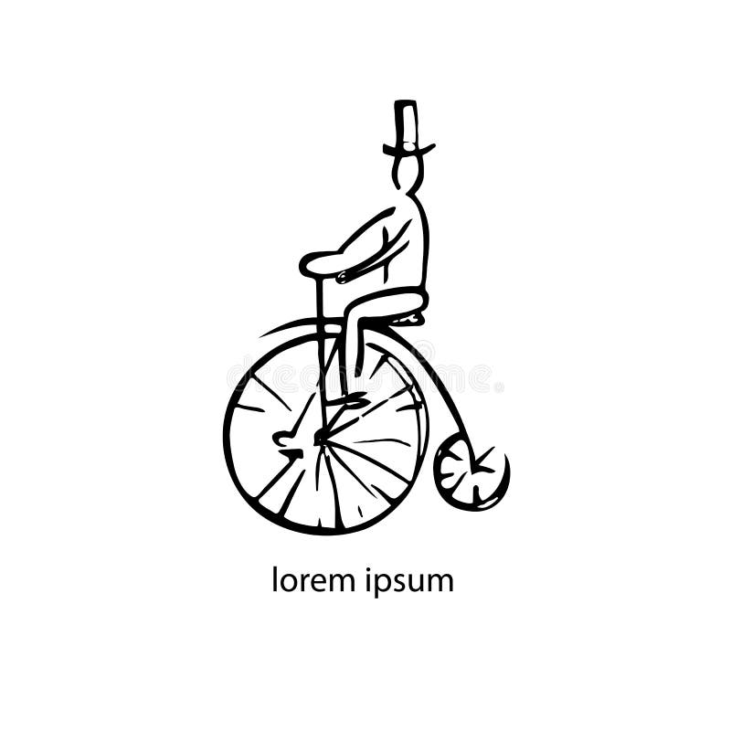 Czarna graficzna ilustracja z abstrakcjonistycznym mężczyzną na retro bicyklu ilustracja wektor Czarna graficzna ilustracja z abstrakcjonistycznym mężczyzną na retro bicyklu ilustracja wektor