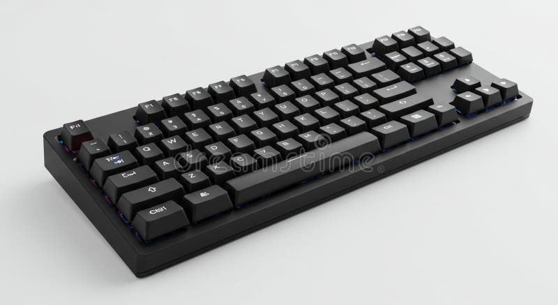 Czarna klawiatura mechaniczna z eleganckim, kompaktowym układem QWERTY. royalty ilustracja