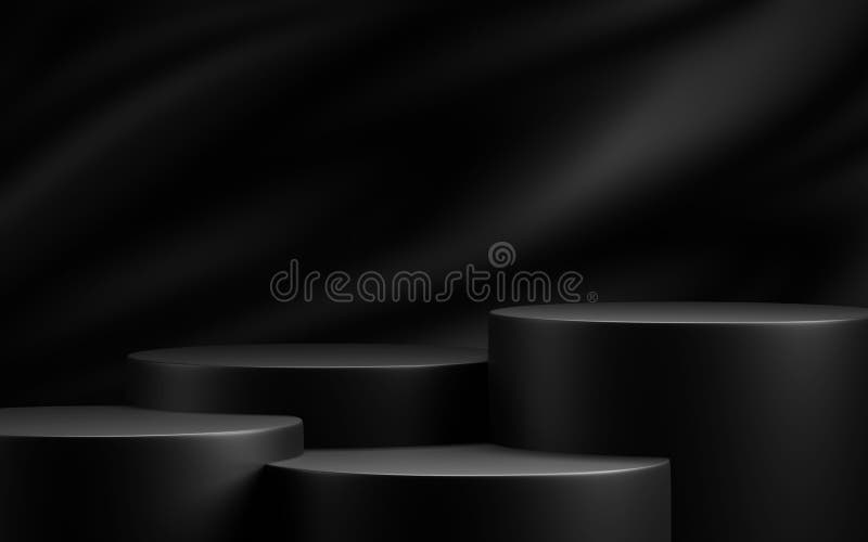 Czarna koncepcja piątek projekt pustego podium na tle czarnej tkaniny 3d renderowanie ilustracja wektor