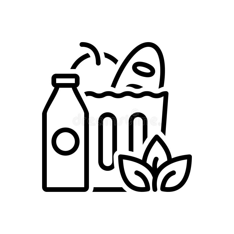 Czarna kreskowa ikona dla sklepów spożywczych, jedzenia i supermarketa, ilustracji Czarna kreskowa ikona dla sklepów spożywczych, jedzenia i supermarketa, ilustracji