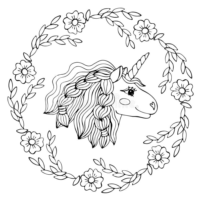 Czarna kreskowa jednoro? ec dla kolorystyki strony lub ksi?? ki ilustracja wektor