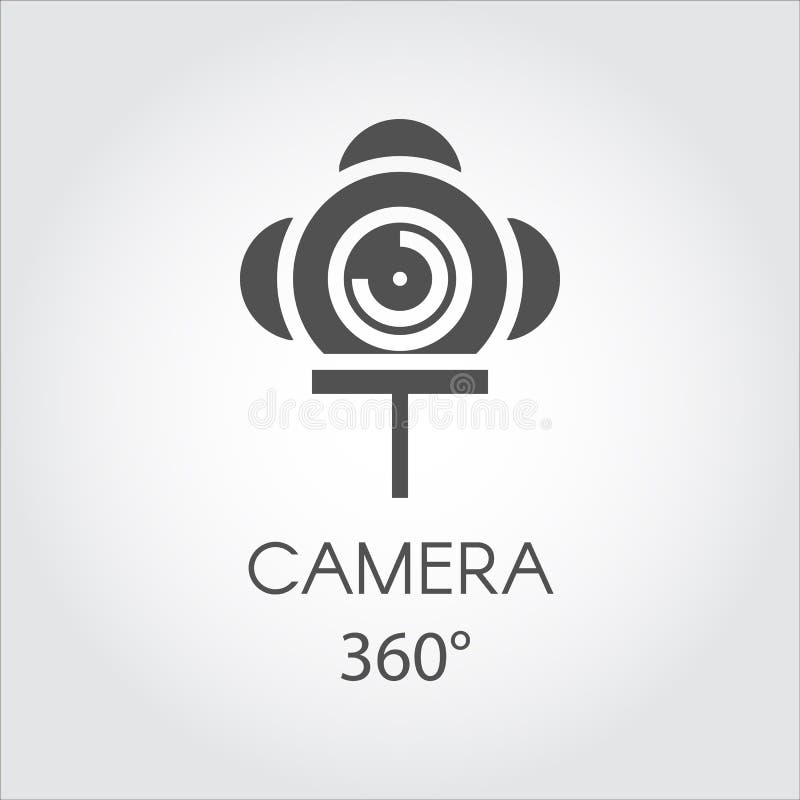 Czarna mieszkanie linii ikona kamera 360 stopni Pojęcie wirtualny panorama widok royalty ilustracja Czarna mieszkanie linii ikona kamera 360 stopni Pojęcie wirtualny panorama widok royalty ilustracja