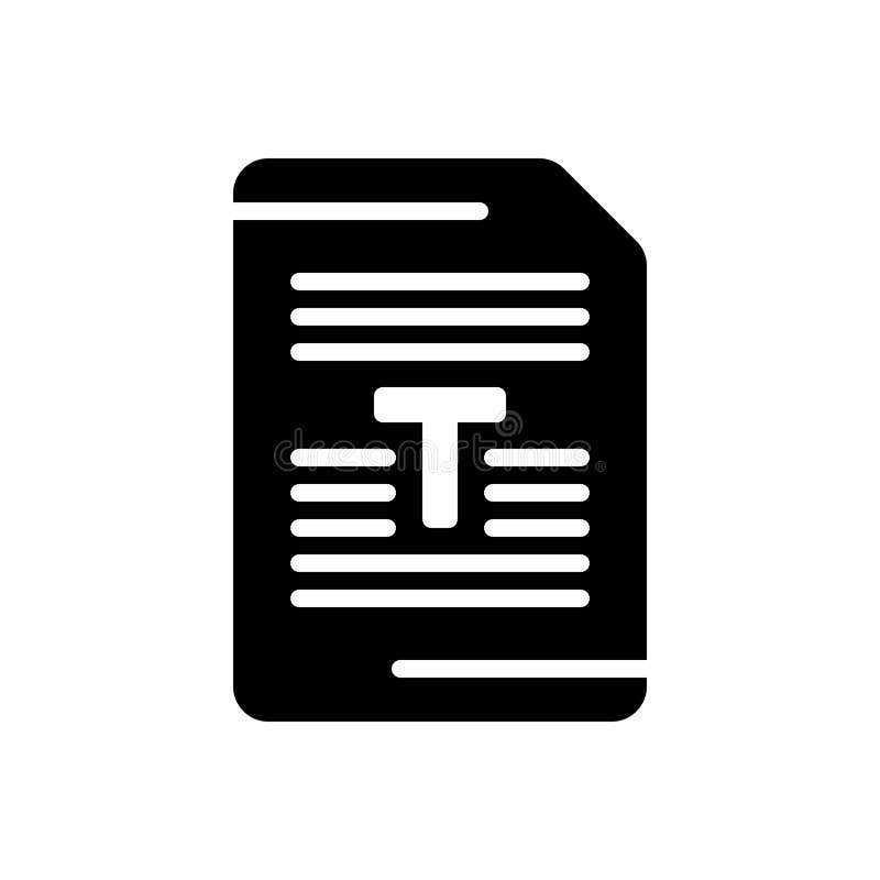 Black solid icon for Text, explanation, paper, comment, report, document, form and checklist. Black solid icon for Text, explanation, paper, comment, report, document, form and checklist