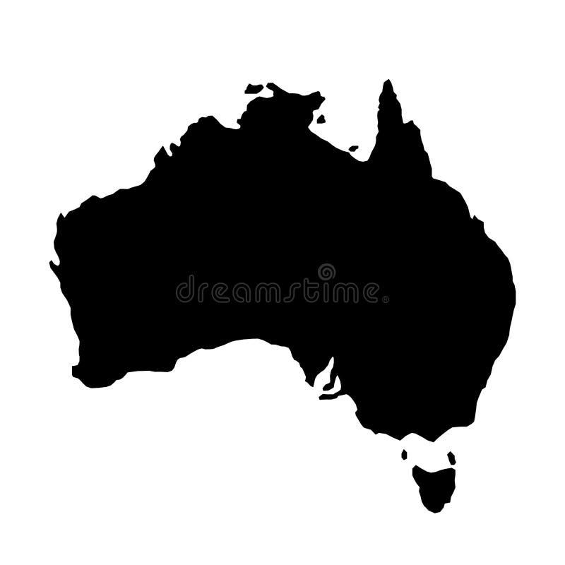 Czarna sylwetka kraju granic mapa Australia na białym backg