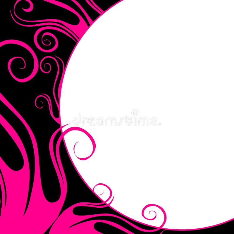 Czarne abstrakcjonistyczni krąg różowego kwitnie