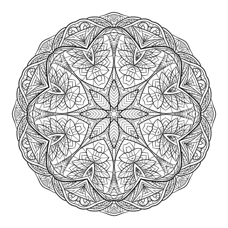 Czarnego białego doodle kółkowy mandala z boho wzorem royalty ilustracja Czarnego białego doodle kółkowy mandala z boho wzorem royalty ilustracja