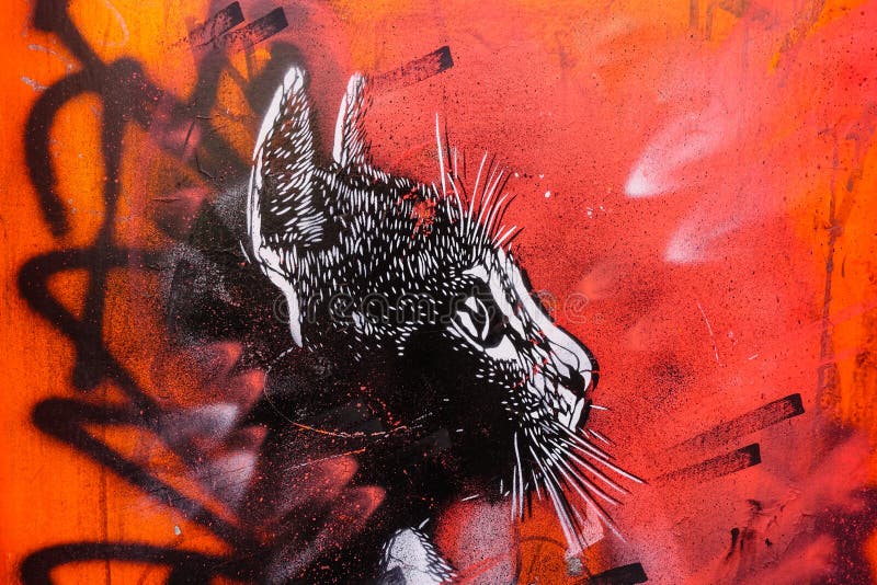 Czarnego kota graffiti, Londyn UK royalty ilustracja Czarnego kota graffiti, Londyn UK royalty ilustracja