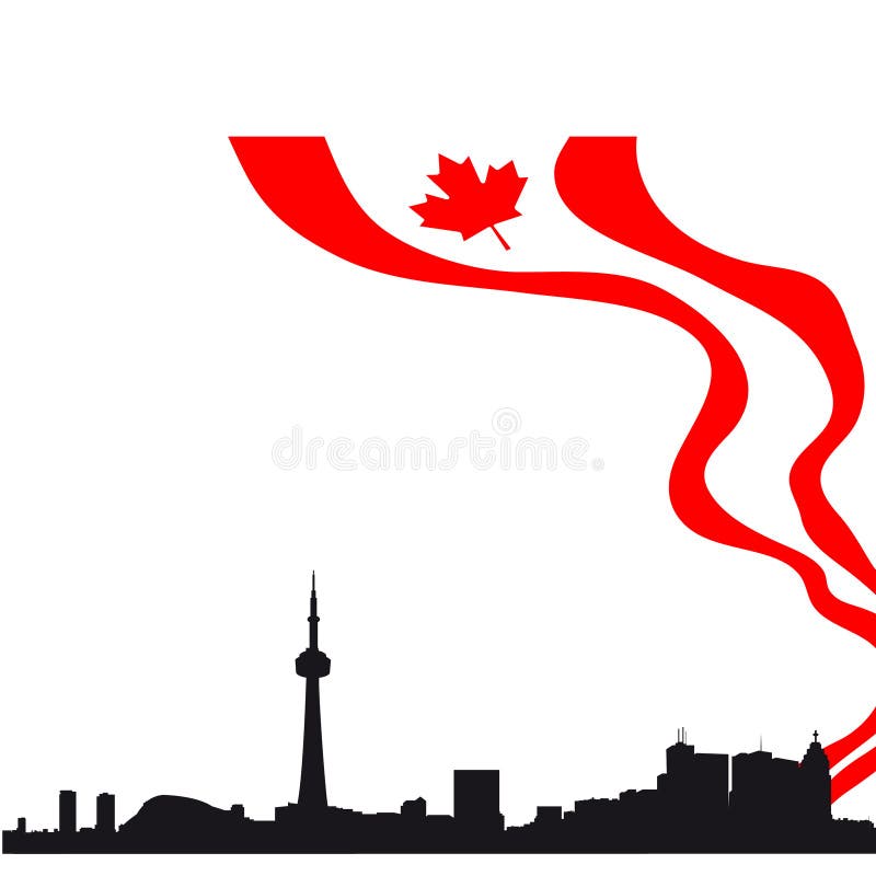 czarnej flaga sylwetki linia horyzontu Toronto ilustracja wektor czarnej flaga sylwetki linia horyzontu Toronto ilustracja wektor