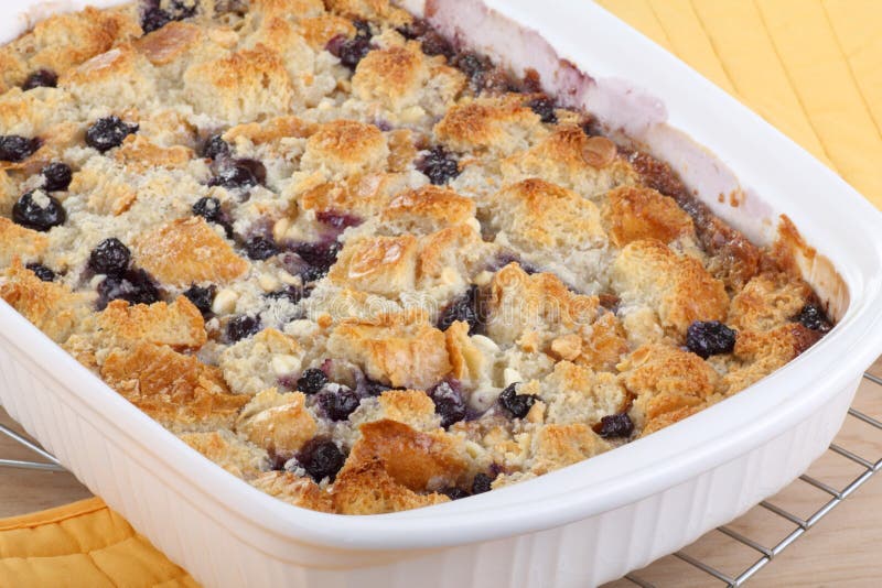 Baked blueberry cobbler in a baking dish. Baked blueberry cobbler in a baking dish