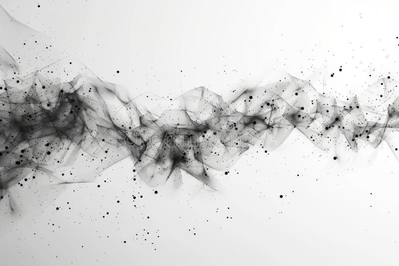 A black and white image of a line of dots with a white background. Concept of chaos and disorder, with the dots seemingly scattered and disorganized. The lack of color AI generated. A black and white image of a line of dots with a white background. Concept of chaos and disorder, with the dots seemingly scattered and disorganized. The lack of color AI generated