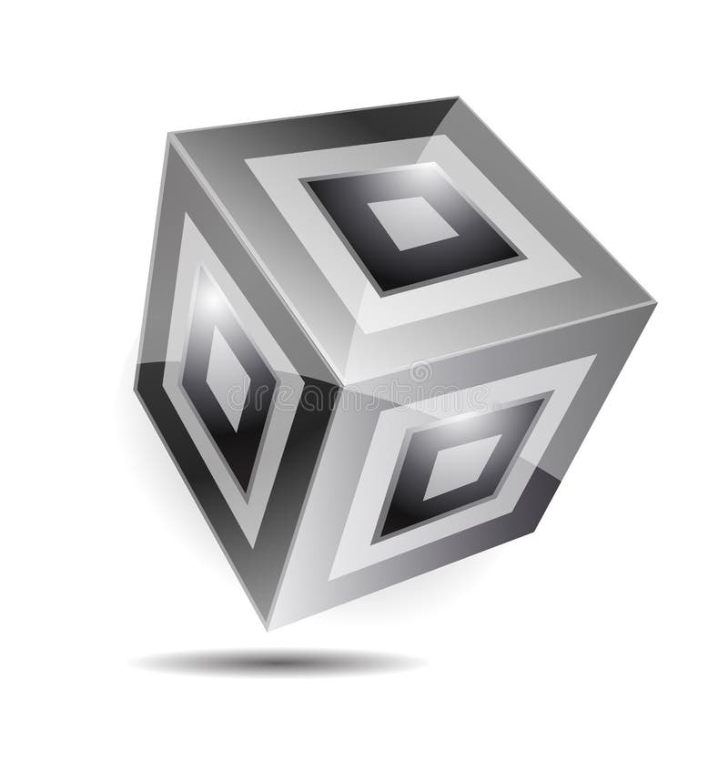 Czarny biały sześcianu korporacyjnego biznesu 3d logo royalty ilustracja Czarny biały sześcianu korporacyjnego biznesu 3d logo royalty ilustracja