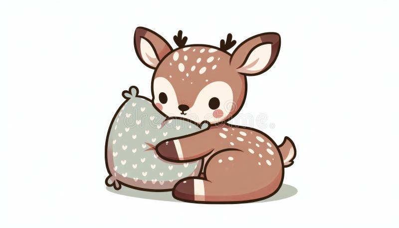 Czarny Brązowy Fawn Przytulający poduszkę royalty ilustracja