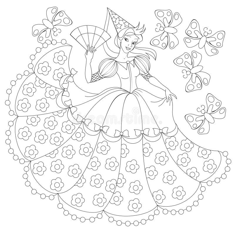 Czarny i biały ilustracja princess dla barwić royalty ilustracja Czarny i biały ilustracja princess dla barwić royalty ilustracja