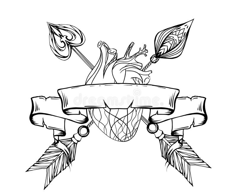 Czarny i biały ilustracja serce z strzała royalty ilustracja Czarny i biały ilustracja serce z strzała royalty ilustracja