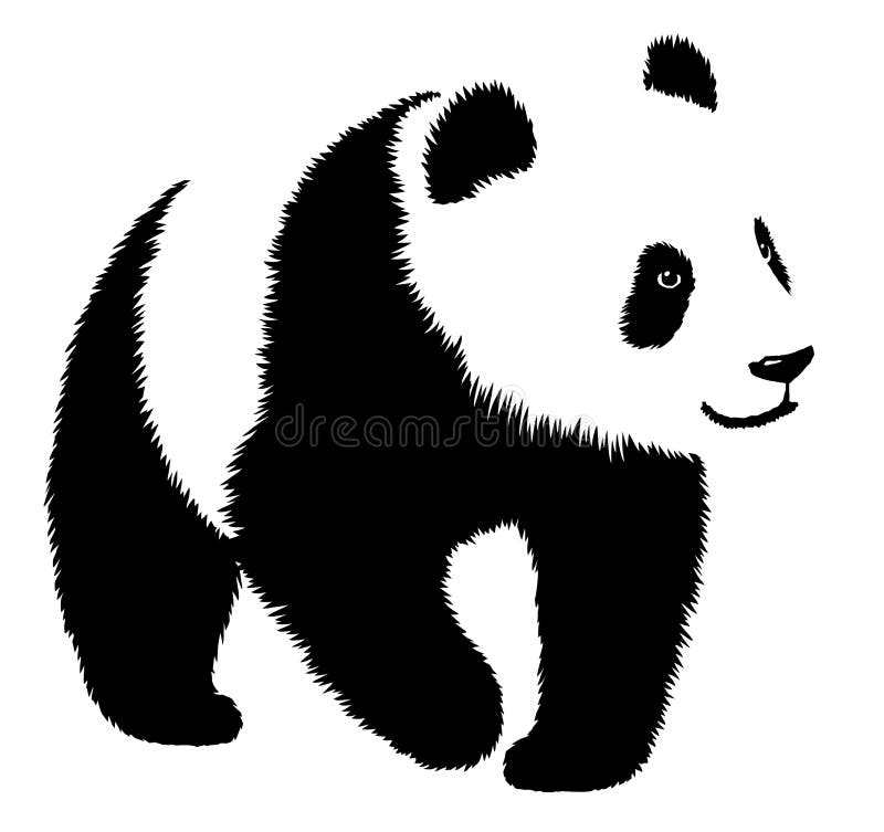Czarny i biały liniowa farba remisu pandy ilustracja