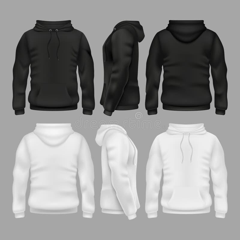 Czarny i biały puści bluzy sportowa hoodie wektoru szablony ilustracja wektor
