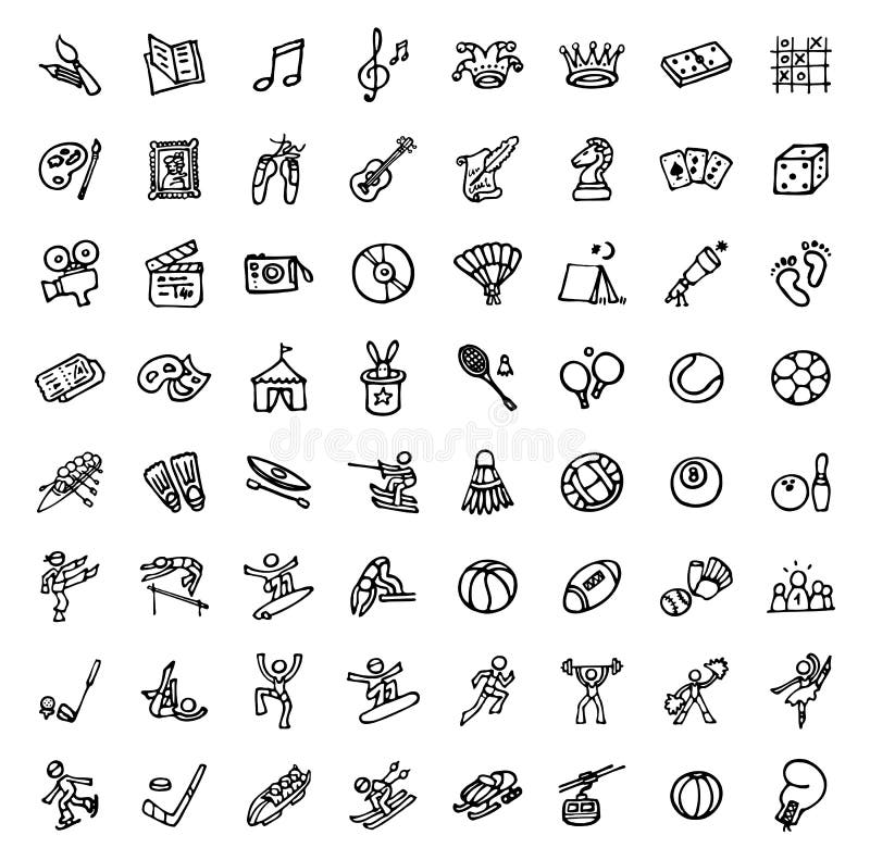 64 czarny i biały ręka rysującej ikony - sporty & czas wolny
