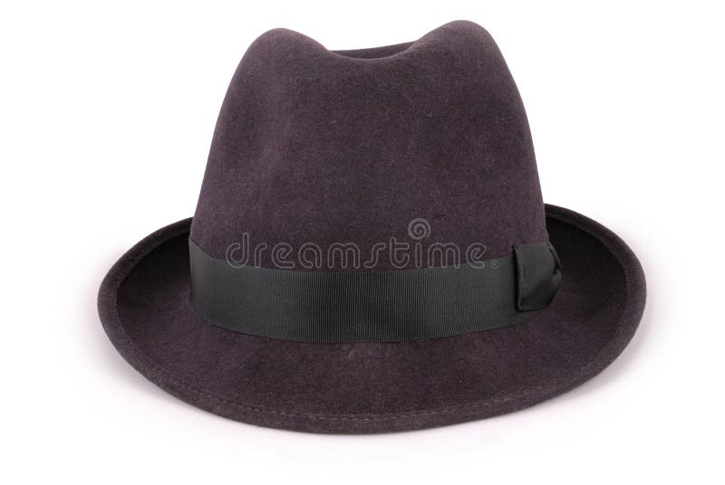 Czarny klasyczny fedora kapelusz & x28; Ścinku path& x29;. Czarny klasyczny fedora kapelusz odizolowywający na białym zbliżeniu z ścinek ścieżką
