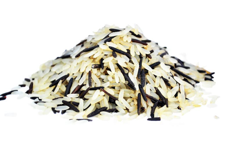 Isolated photo of black and white wild rice. white background. Isolated photo of black and white wild rice. white background