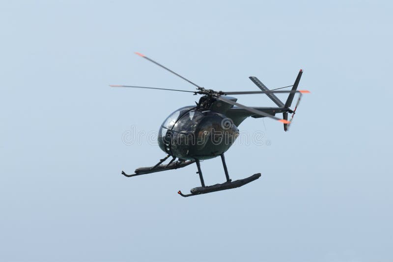 Hughes 369HM helicopter of the Spanish Navy in flight. Hughes 369HM helicopter of the Spanish Navy in flight