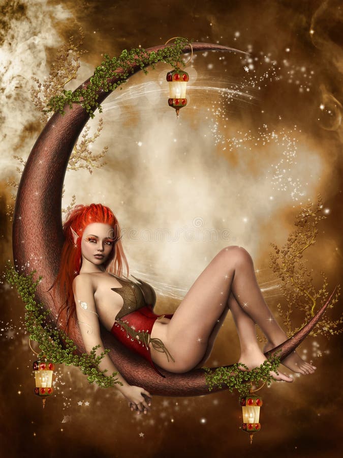 Czarodziejka na półksiężyc księżyc ilustracji