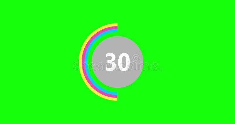 Czasomierz odliczania od 60 do 0 sekund czasu rzeczywistego. nowoczesny płaski projekt animacji odliczania na zielonym tle 4k