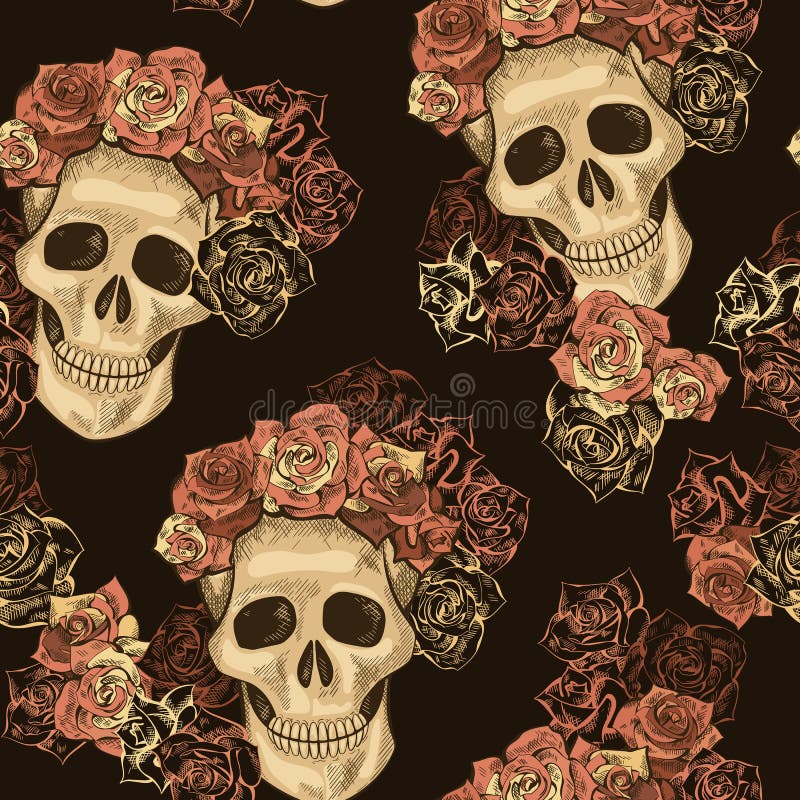Czaszka bezszwowy Wzór royalty ilustracja Czaszka bezszwowy Wzór royalty ilustracja