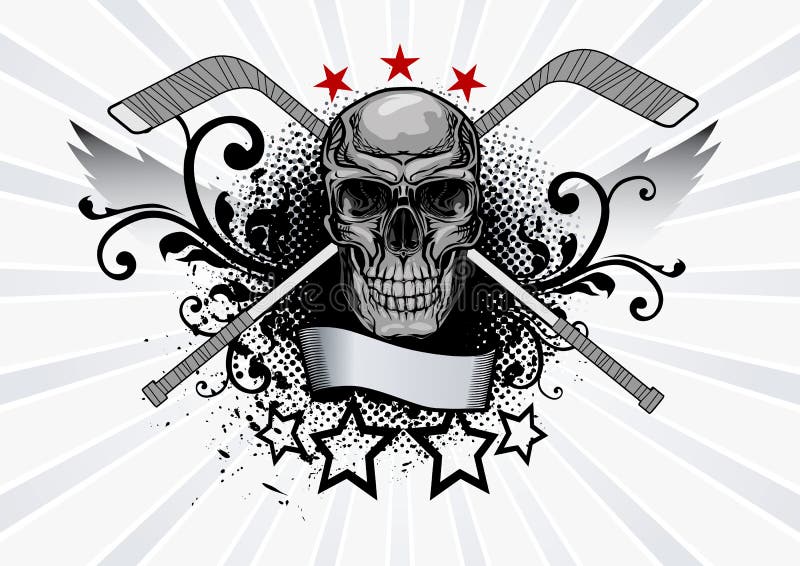 Czaszki maskotki hokej royalty ilustracja Czaszki maskotki hokej royalty ilustracja