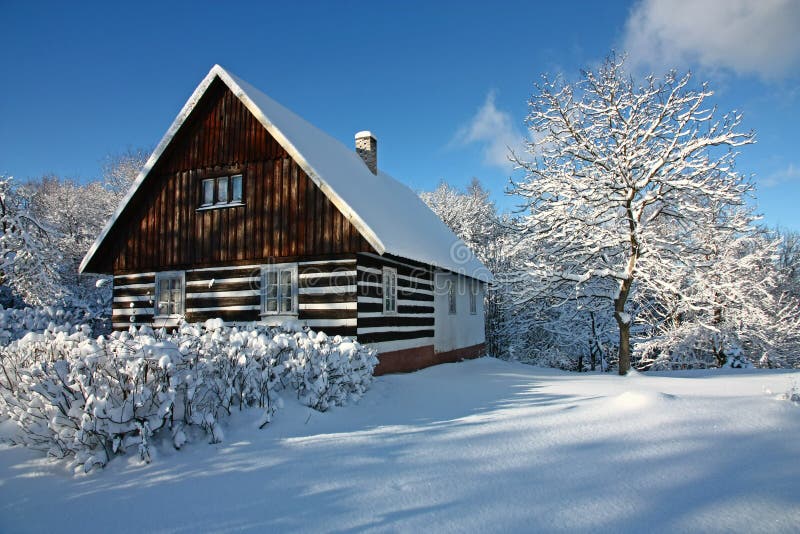 Czech cottage in winter