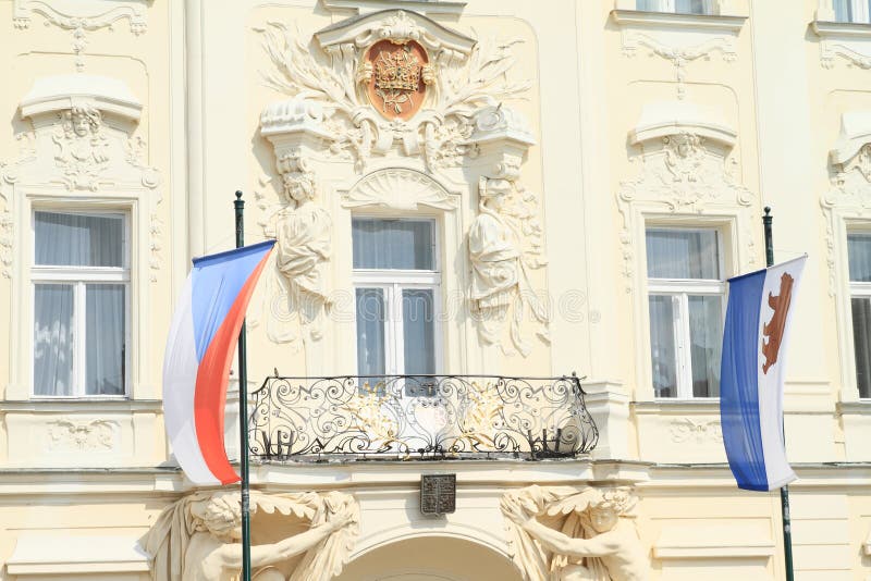 Czech flaga i flaga miasto Benesov zdjęcia royalty free