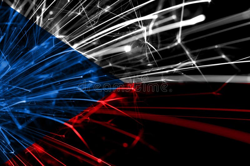 Czech Republic abstract fireworks sparkling flag. New Year, Christmas and National day concept stock illustration Czech Republic abstract fireworks sparkling flag. New Year, Christmas and National day concept stock illustration