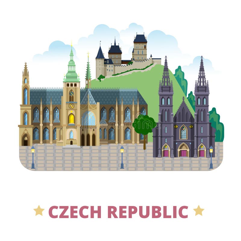 Czech Republic country design template Flat cartoo stock illustration Czech Republic country design template Flat cartoo stock illustration