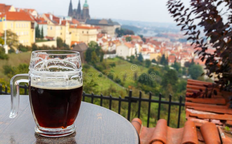 Czech Republic. Prague. View of Prague Castle from the terrace P stock photos Czech Republic. Prague. View of Prague Castle from the terrace P stock photos