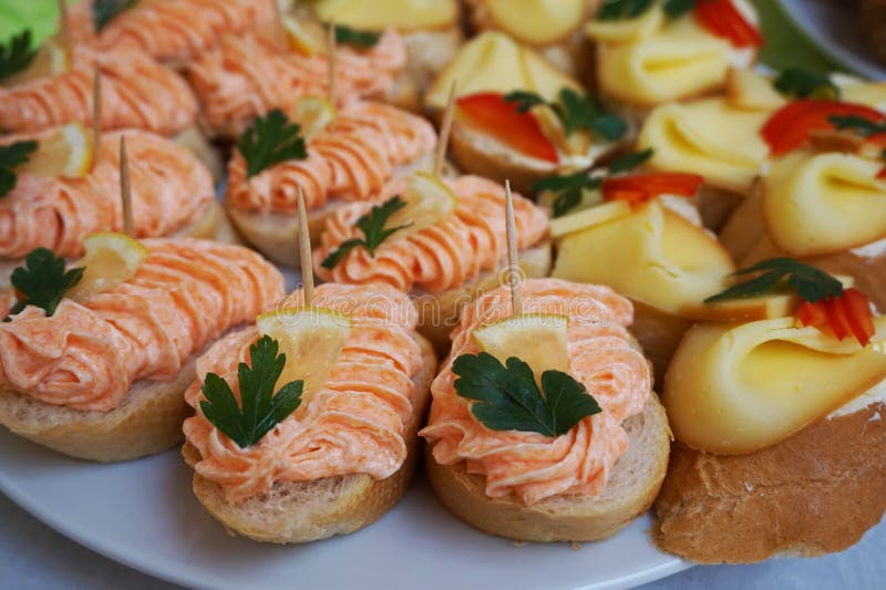 czech sandwiches - typical czech gourmet food. Snack, vegetable.