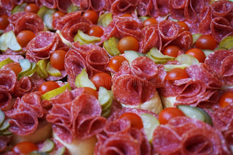 czech sandwiches - typical czech gourmet food. White, meat.