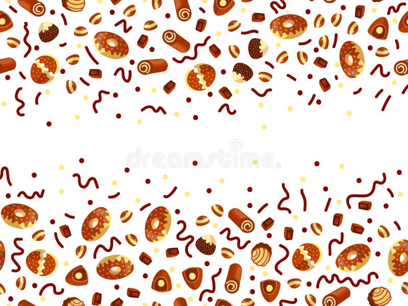 Czekoladowego cukierku rama choco cukierki na białym tle Czekoladowego cukierku sztandar, odgórny widok, mieszkanie kłaść z dekor ilustracja wektor Czekoladowego cukierku rama choco cukierki na białym tle Czekoladowego cukierku sztandar, odgórny widok, mieszkanie kłaść z dekor ilustracja wektor