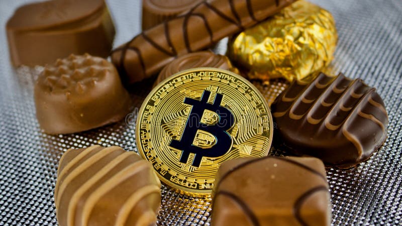 Czekoladowy złocisty bitcoin zdjęcie royalty free Czekoladowy złocisty bitcoin zdjęcie royalty free