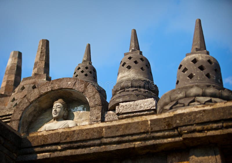 Czerep kamienna Borobudur świątynia w Jawa, Indonezja. zdjęcia royalty free Czerep kamienna Borobudur świątynia w Jawa, Indonezja. zdjęcia royalty free