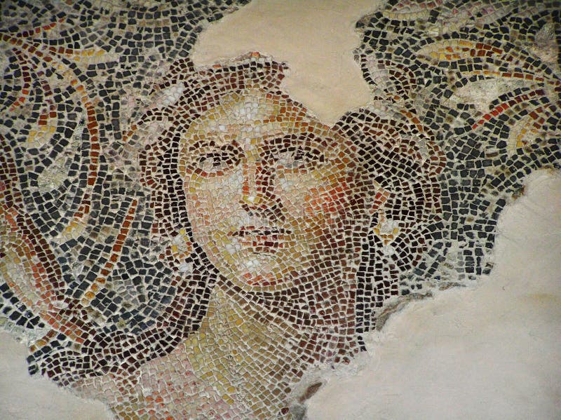 Czerep pi?kna antykwarska mozaiki pod?oga Archeologiczny Parkowy Zippori, Izrael