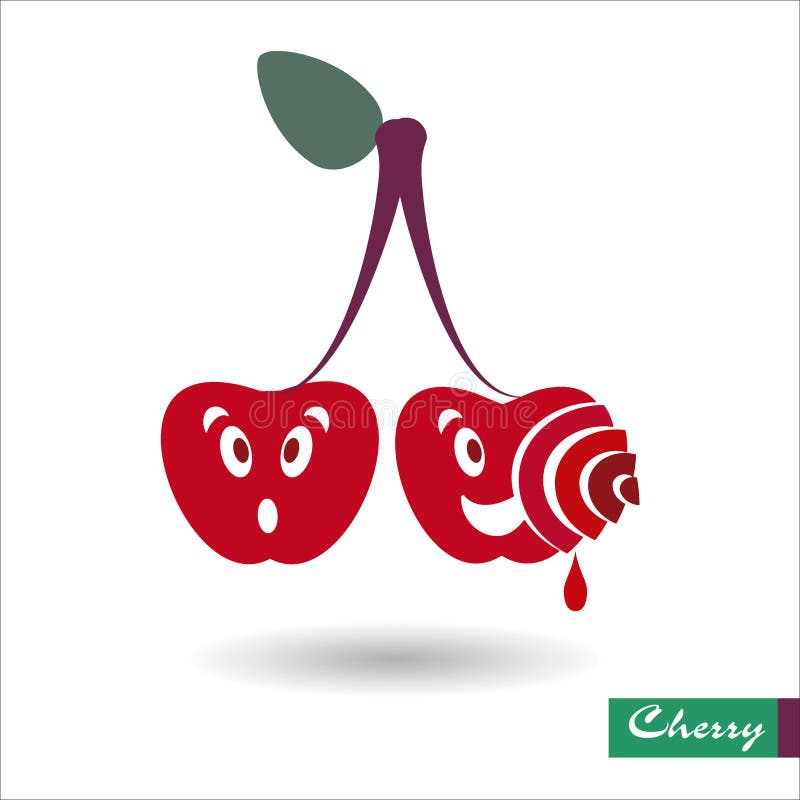 Czereśniowy wektorowy illiastration Dwa wiśni z uśmiechami, śmieszne, komiczne twarze, ilustracja wektor Czereśniowy wektorowy illiastration Dwa wiśni z uśmiechami, śmieszne, komiczne twarze, ilustracja wektor