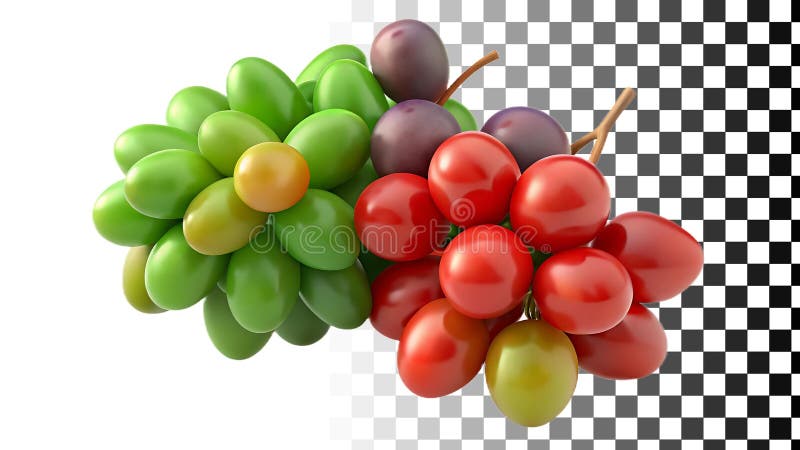 Czerwone winogrona świeże owoce dla zdrowej żywności i tematów wina png przezroczysty obraz generatywny AI ilustracji