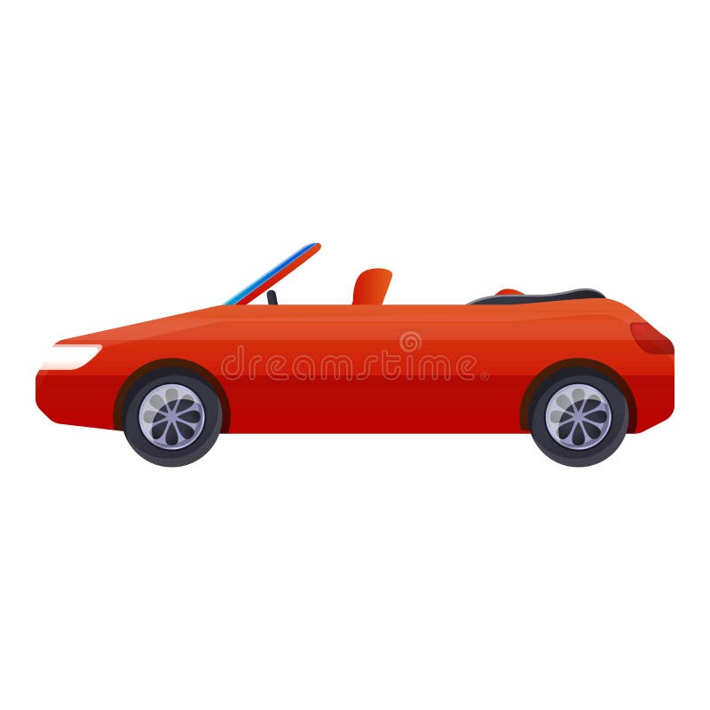 Czerwonego kabrioletu samochodowa ikona, kreskówka styl ilustracja wektor Czerwonego kabrioletu samochodowa ikona, kreskówka styl ilustracja wektor
