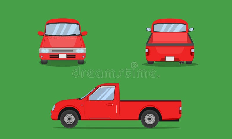 Czerwonej furgonetki samochodowa frontowa strona z powrotem przegląda przewiezioną wektorową ilustrację eps10 ilustracji Czerwonej furgonetki samochodowa frontowa strona z powrotem przegląda przewiezioną wektorową ilustrację eps10 ilustracji