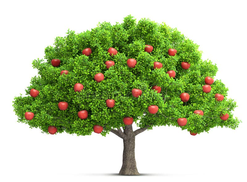Czerwonej jabłoni odosobniona 3D ilustracja
