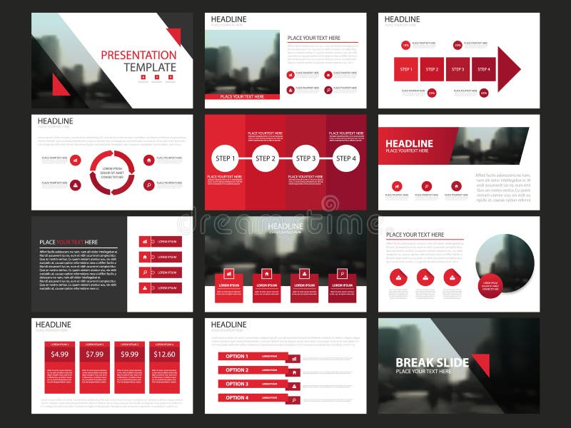 Czerwoni Abstrakcjonistyczni prezentacja szablony, Infographic elementów szablonu projekta płaski set dla sprawozdanie roczne bro royalty ilustracja Czerwoni Abstrakcjonistyczni prezentacja szablony, Infographic elementów szablonu projekta płaski set dla sprawozdanie roczne bro royalty ilustracja
