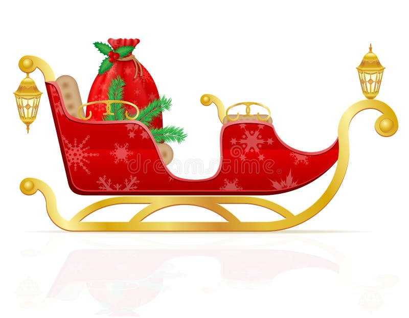 Czerwony bożego narodzenia sanie Santa Claus z prezenta wektoru illustrati ilustracja wektor Czerwony bożego narodzenia sanie Santa Claus z prezenta wektoru illustrati ilustracja wektor