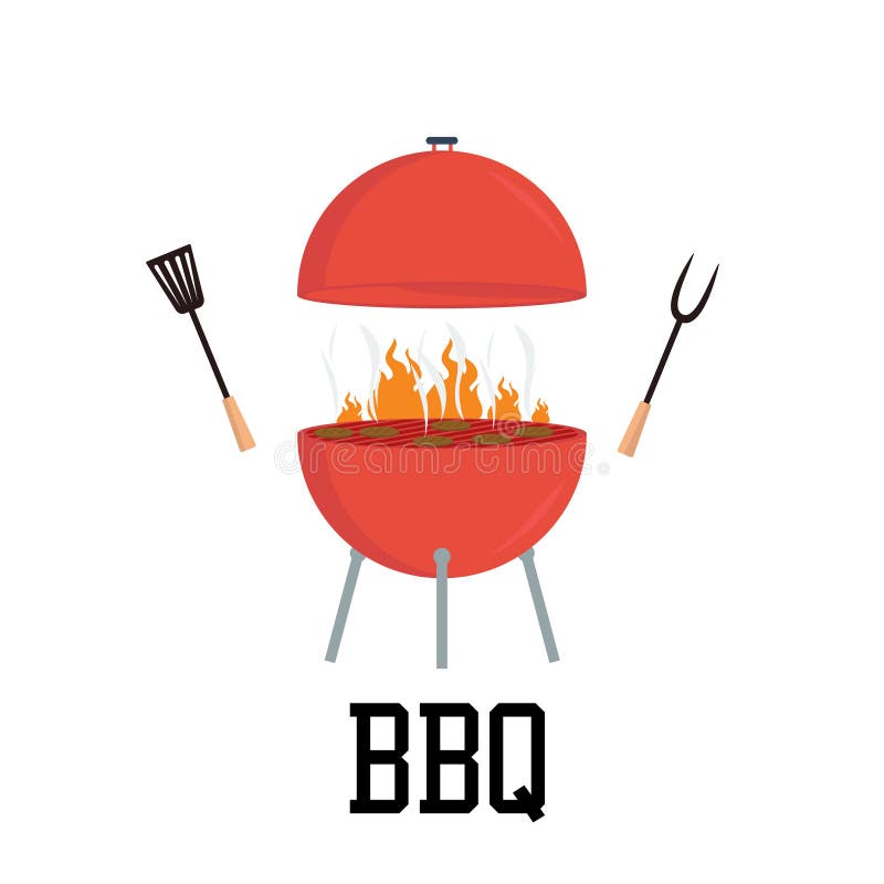 Czerwony grilla pojęcie Mieszkania bbq przyjęcia grilla przyjęcie ilustracja wektor Czerwony grilla pojęcie Mieszkania bbq przyjęcia grilla przyjęcie ilustracja wektor