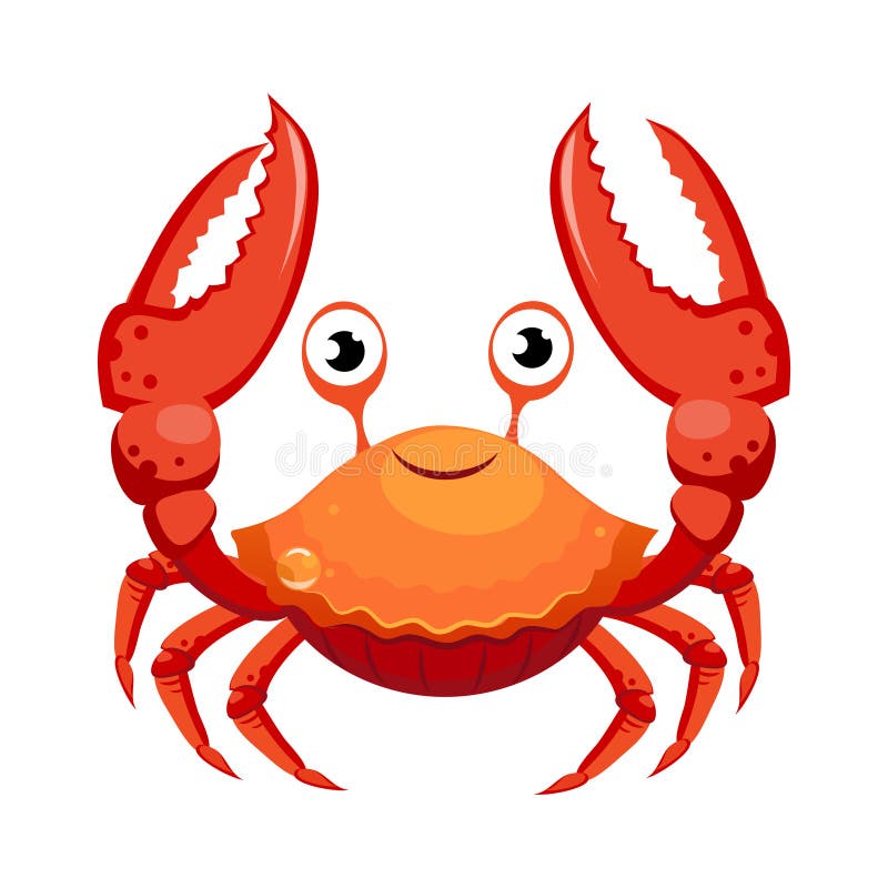 Czerwony krab, denna istota Kolorowy postać z kreskówki royalty ilustracja Czerwony krab, denna istota Kolorowy postać z kreskówki royalty ilustracja
