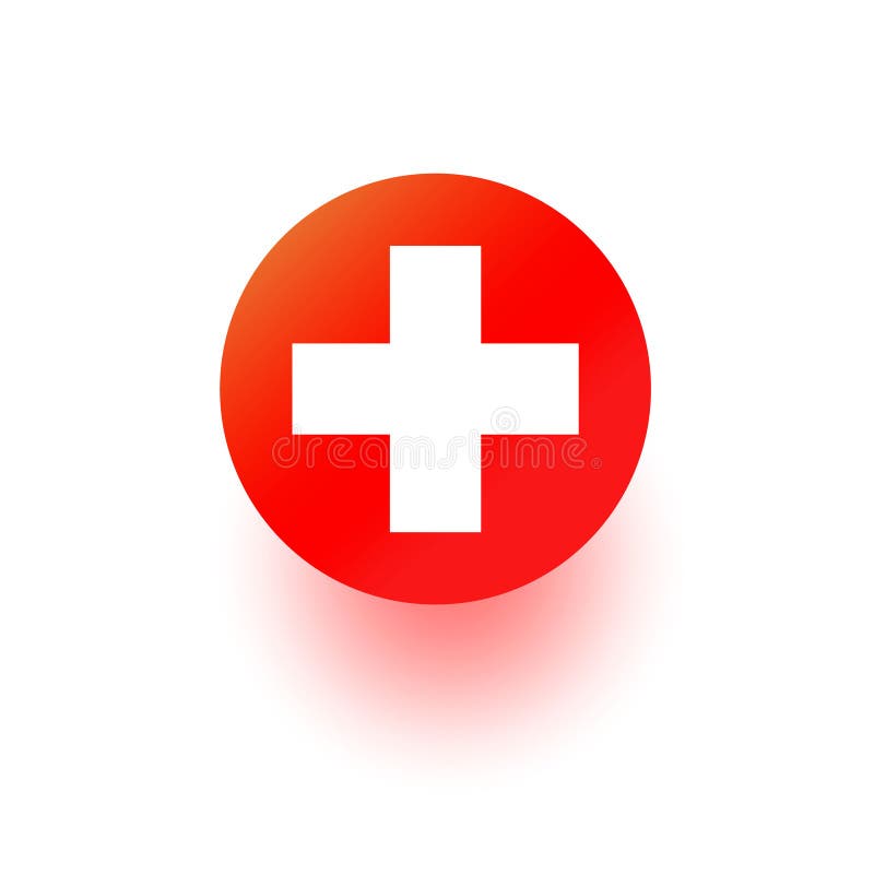 Czerwony Krzyż wektorowa ikona, szpitala znak Medyczny zdrowie pierwszej pomocy symbol odizolowywający na vhite Nowożytny gradien